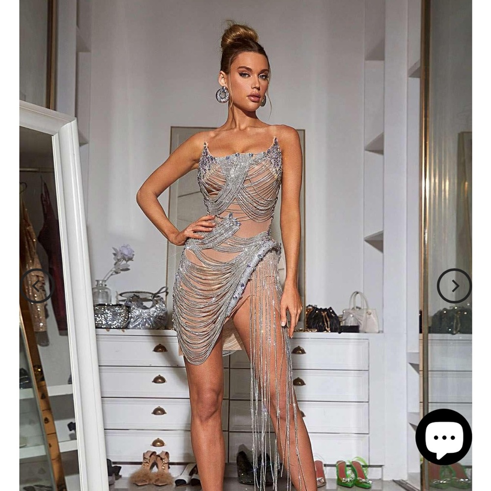 Glamorous Silver Asymmetrical Dress